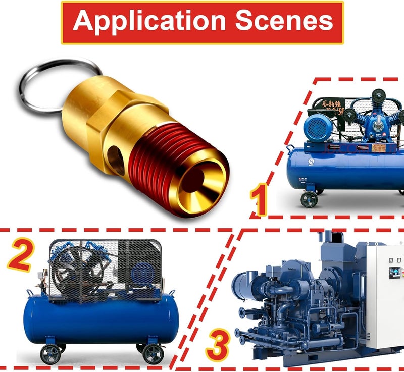 TOPGO 2 Pieces 1/4'' Male NPT Air Compressor Pressure Relief Valve Brass Safety Valve Air Compressor Check Valve (165 PSI) - Image 5